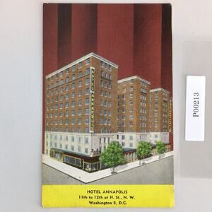 Vintage Hotel Annapolis Washington DC Linen Postcard 1948 Building 11th 12th St